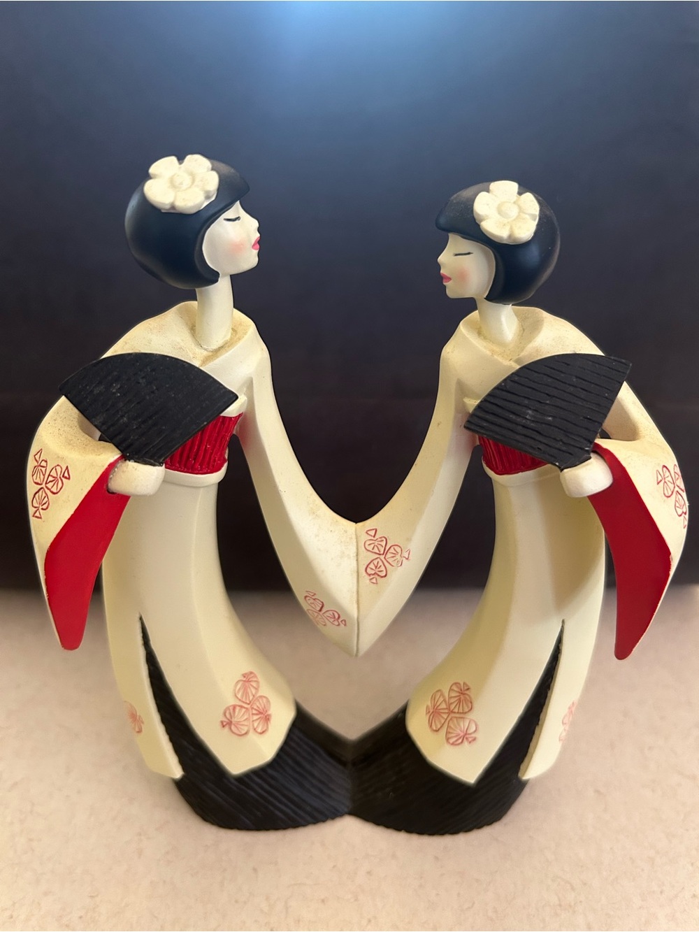 Artforum Japanese Sisters Figurine Together Vintage Waterlily Collection Statue
